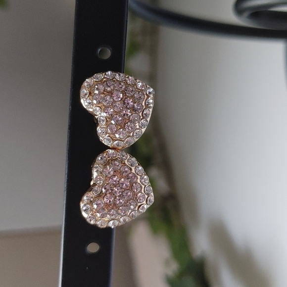 Heart Crystal Rhinestones Necklace Earrings Bracelet Ring Set Gold Filled - Picture 5 of 8